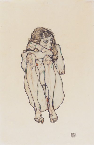 Crouching Female Nude by Egon Schiele